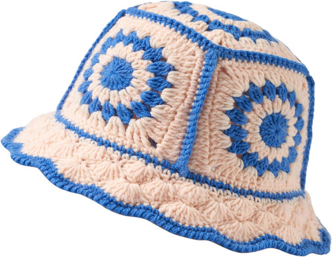 Crochet Bucket Hat for Women Knit Handmade Foldable Floppy Beach Hat Fashion Cute Comfy and Casual 1144