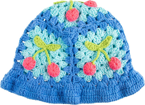 Knitted Bucket Hat for Women Handmand Floral Crochet Cap Summer Outdoor for Girls 941